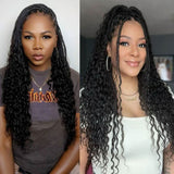 WOWANGEL Boho Crochet Box Braids with Human Hair Curls Pre - Looped Crochet Hair - wowangel
