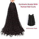 WOWANGEL Boho Crochet Box Braids with Human Hair Curls Pre - Looped Crochet Hair - wowangel