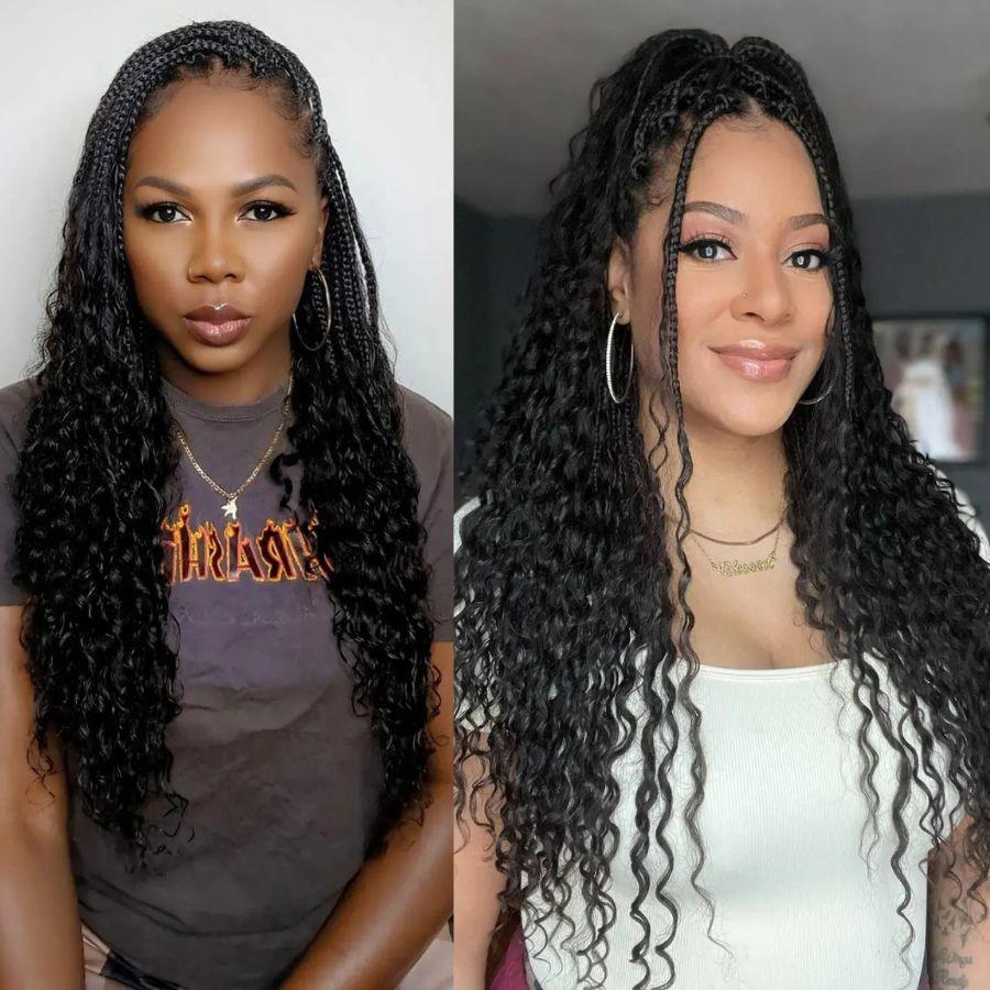 Stylish crochet braids with human hair curls, pre-looped.