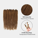 WOWANGEL Brown Color Pre-Separated Feather Crochet Human Hair Extensions for Miracle Knots Boho Braids Deep Curly - wowangel