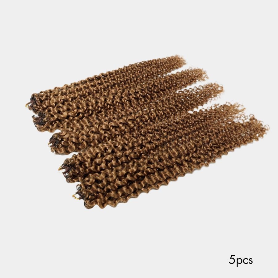 WOWANGEL Brown Color Pre-Separated Feather Crochet Human Hair Extensions for Miracle Knots Boho Braids Deep Curly - wowangel