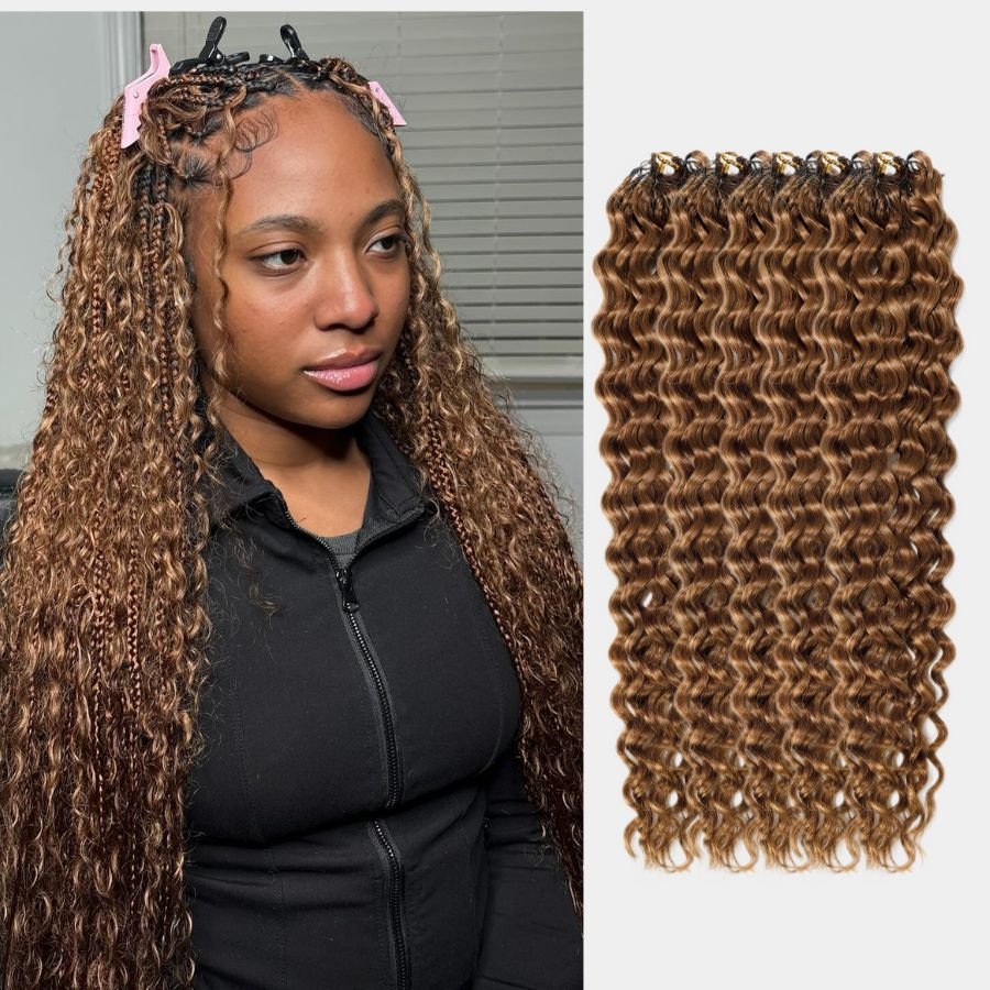 WOWANGEL Brown Color Pre-Separated Feather Crochet Human Hair Extensions for Miracle Knots Boho Braids Water Wave - wowangel