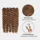 WOWANGEL Brown Color Pre-Separated Feather Crochet Human Hair Extensions for Miracle Knots Boho Braids Water Wave - wowangel