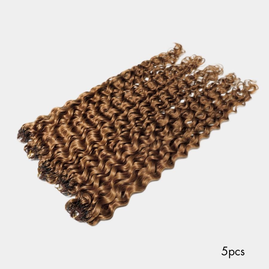 WOWANGEL Brown Color Pre-Separated Feather Crochet Human Hair Extensions for Miracle Knots Boho Braids Water Wave - wowangel