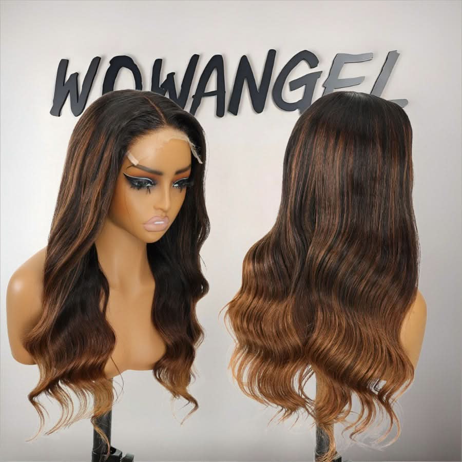 WOWANGEL Brown Highlight 5x5 Skinlike Real HD Lace Closure Wig - wowangel