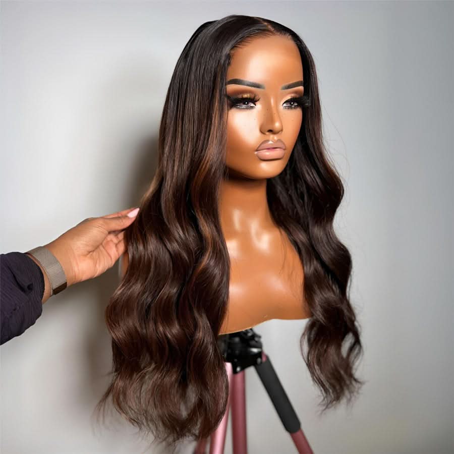 WOWANGEL Brown Highlight 7X6 Drawstring Glueless Wigs HD Lace Wigs - wowangel