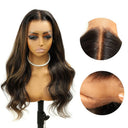 WOWANGEL Brown Highlight HD Lace 13X6 Full Frontal Wig Body Wave Pre Plucked Hairline - wowangel
