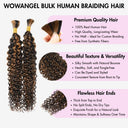 WOWANGEL Brown Highlight Human Braiding Hair For Boho Braids Water Wave - wowangel