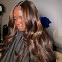 WOWANGEL Brown Highlights 13x6 Skinlike Real HD Lace Front Wig Body Wave - wowangel