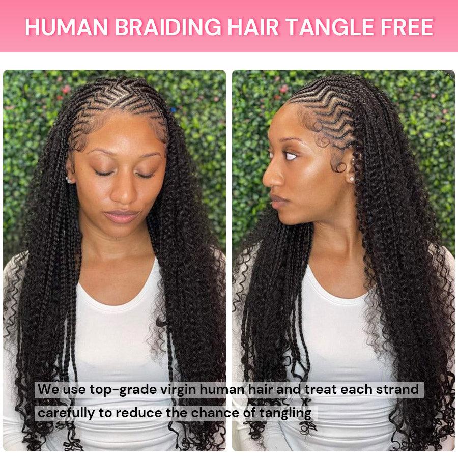 WOWANGEL Bulk Human Hair for Braiding Afro Kinky Curly 50g/bundle *2 - wowangel