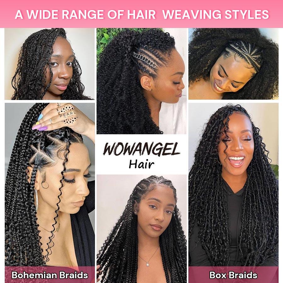 WOWANGEL Bulk Human Hair for Braiding Afro Kinky Curly 50g/bundle *2 - wowangel