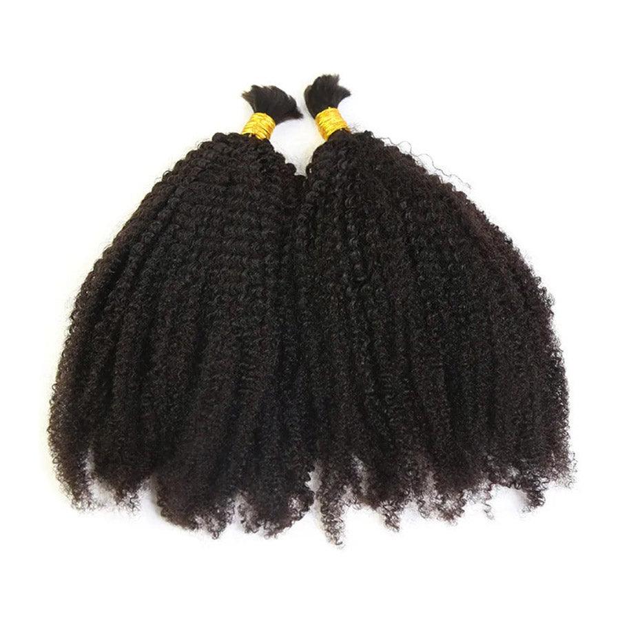 WOWANGEL Bulk Human Hair for Braiding Afro Kinky Curly 50g/bundle *2 - wowangel