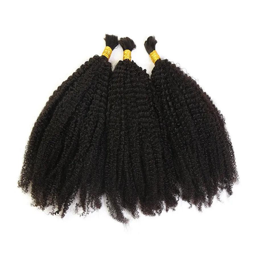 WOWANGEL Bulk Human Hair for Braiding Afro Kinky Curly 50g/bundle *2 - wowangel