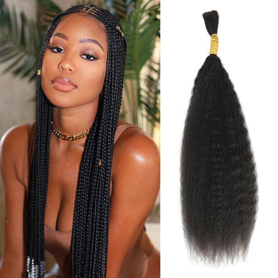 WOWANGEL Bulk Human Hair for Braiding Kinky Straight 50g/bundle *2 - wowangel