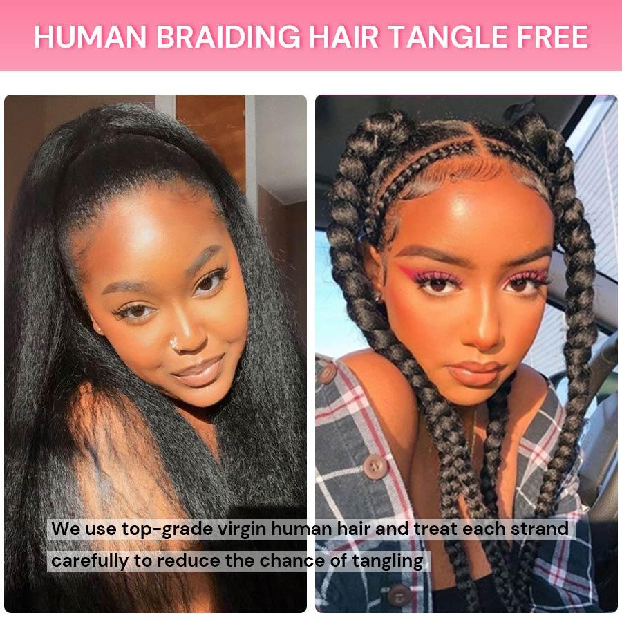 Tangle-free human braiding hair examples