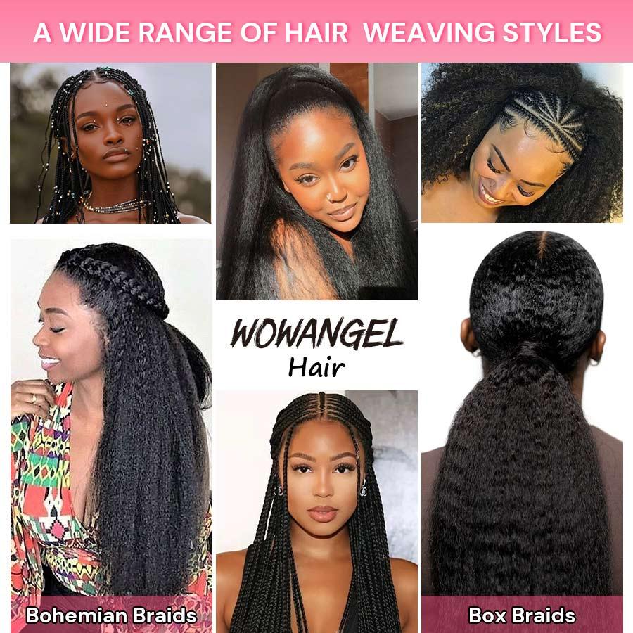 WOWANGEL Bulk Human Hair for Braiding Kinky Straight 50g/bundle *2 - wowangel