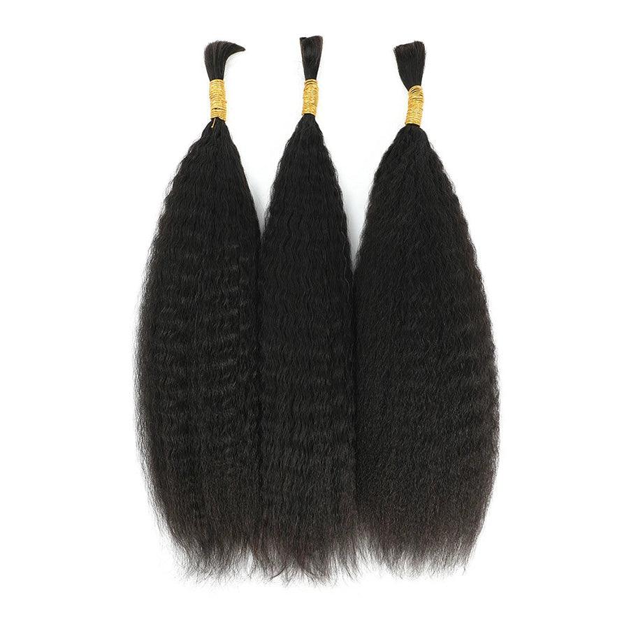 WOWANGEL Bulk Human Hair for Braiding Kinky Straight 50g/bundle *2 - wowangel