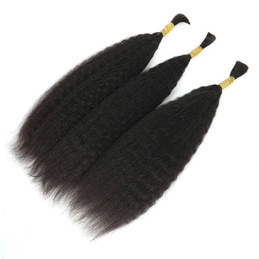 WOWANGEL Bulk Human Hair for Braiding Kinky Straight 50g/bundle *2 - wowangel