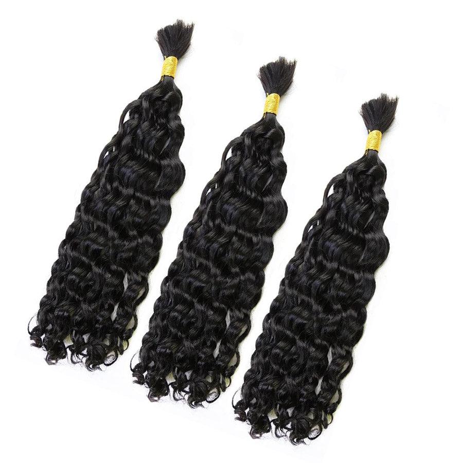 WOWANGEL Bulk Human Hair for Braiding Natural Wave 50g/bundle *2 - wowangel