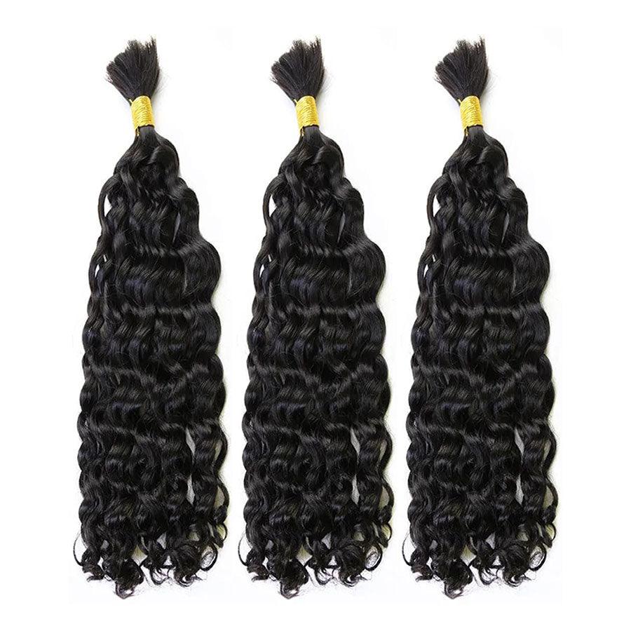 WOWANGEL Bulk Human Hair for Braiding Natural Wave 50g/bundle *2 - wowangel