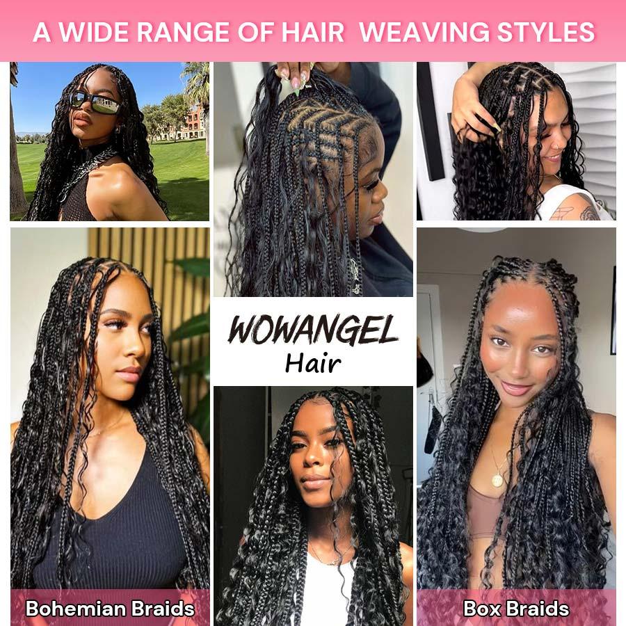 WOWANGEL Bulk Human Hair for Braiding Natural Wave 50g/bundle *2 - wowangel