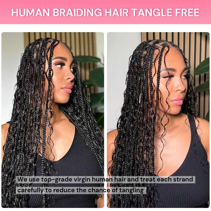 Tangle-free human braiding hair showcase