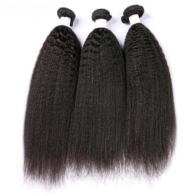 WOWANGEL kinky straight human hair bundles, 100% natural black hair extensions with a thick and voluminous texture. Soft, durable, and tangle-free.