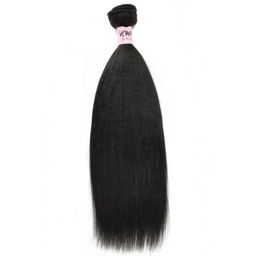 WOWANGEL Bundles Deal 3pcs Yaki Straight/ Kinky Straight 100% Human Hair Weaves - wowangel