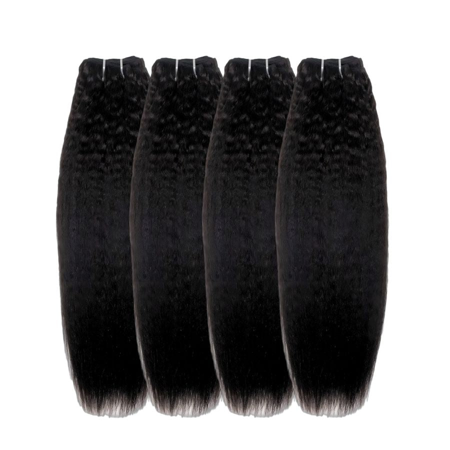 WOWANGEL Bundles Deal 4pcs 100% Human Hair Weaves Yaki/ Kinky Straight - wowangel