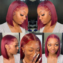 WOWANGEL Burgundy 99J 13x6 Skinlike Real HD Lace Wig Straight Short BOB - wowangel
