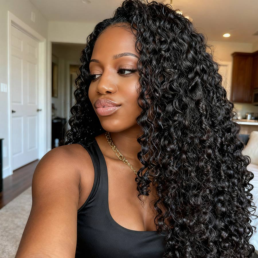 WOWANGEL Burmese Curl 7X6 Drawstring Glueless Wigs Wear to Go HD Lace Wigs - wowangel