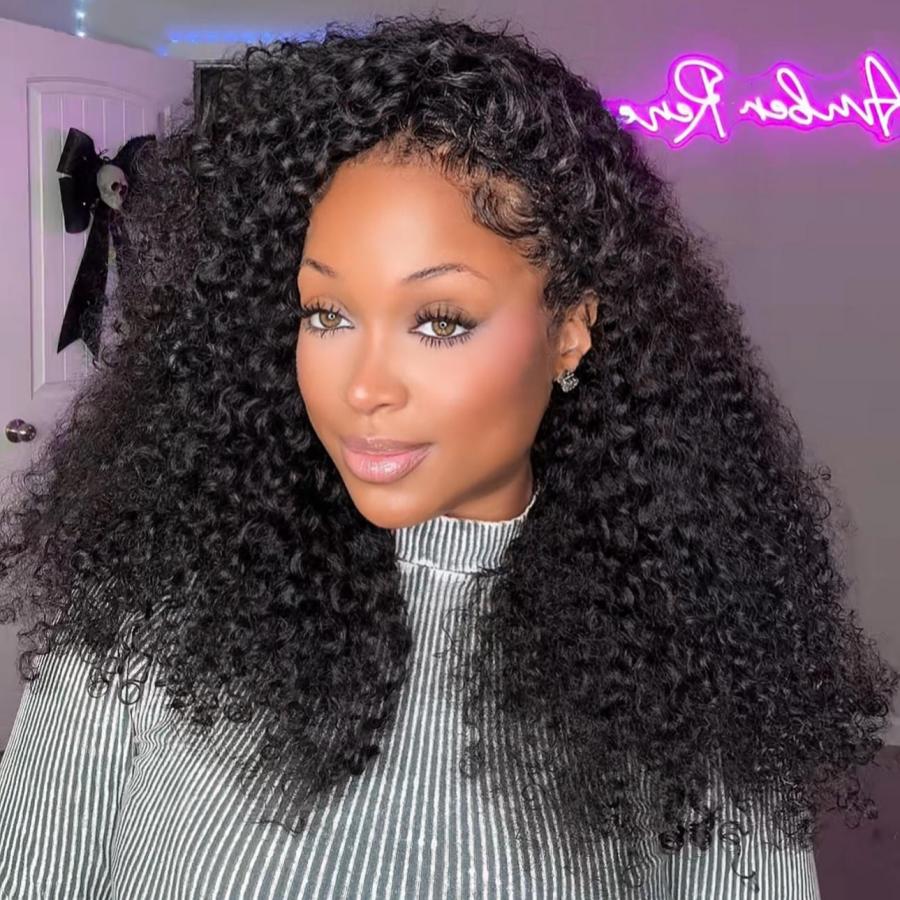 WOWANGEL Burmese Curl V Part Wigs Beginner Friendly Glueless U Part Wigs - wowangel