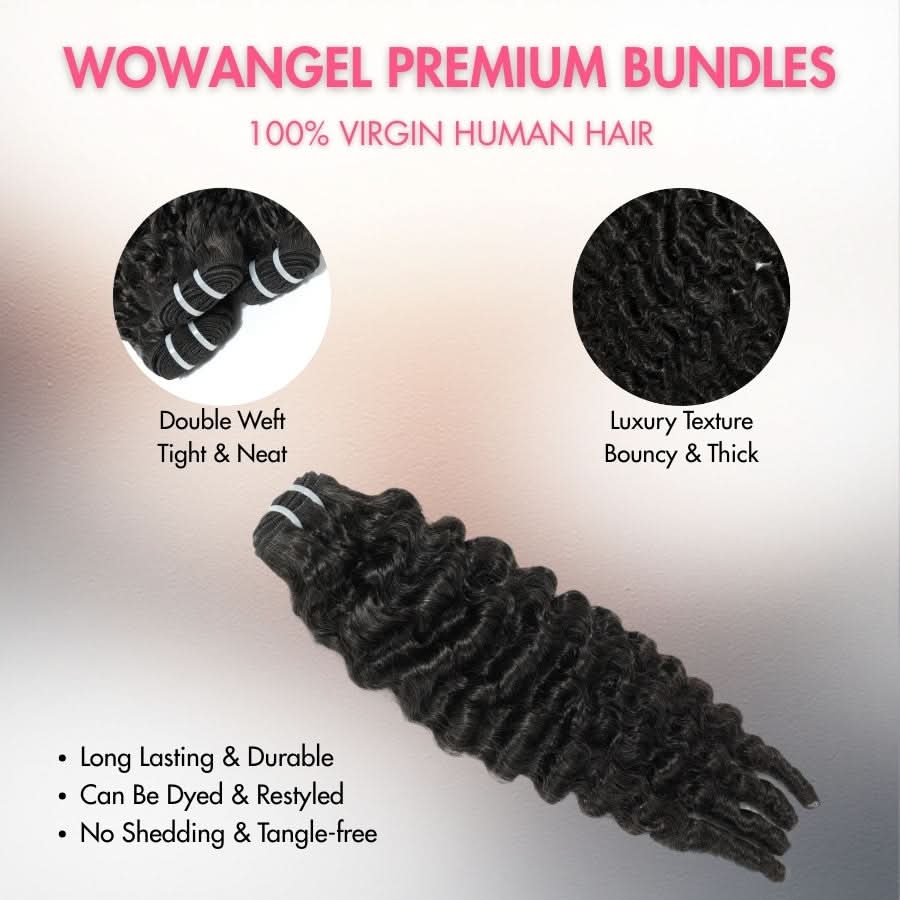 WOWANGEL Burmese Curly Hair Bundles Deal 100% Human Hair Weaves - wowangel