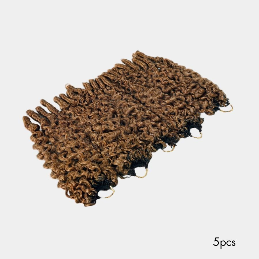 WOWANGEL Burmese Curly Miracle Knots Crochet Hair 30 Brown Pre-Separated Feather Crochet Human Hair Extensions - wowangel