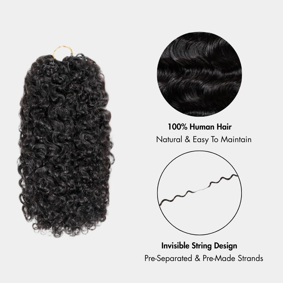 WOWANGEL Burmese Curly Pre-Separated Feather Crochet Human Hair Extensions for Miracle Knots Boho Braids - wowangel