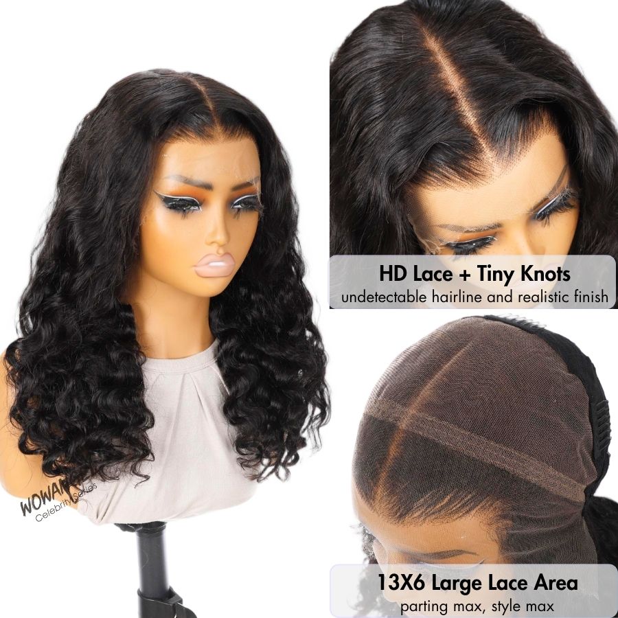 WOWANGEL Burmese Wave 13x6 Skinlike Real HD Lace Front Wig 5X5 Glueless Wig - wowangel