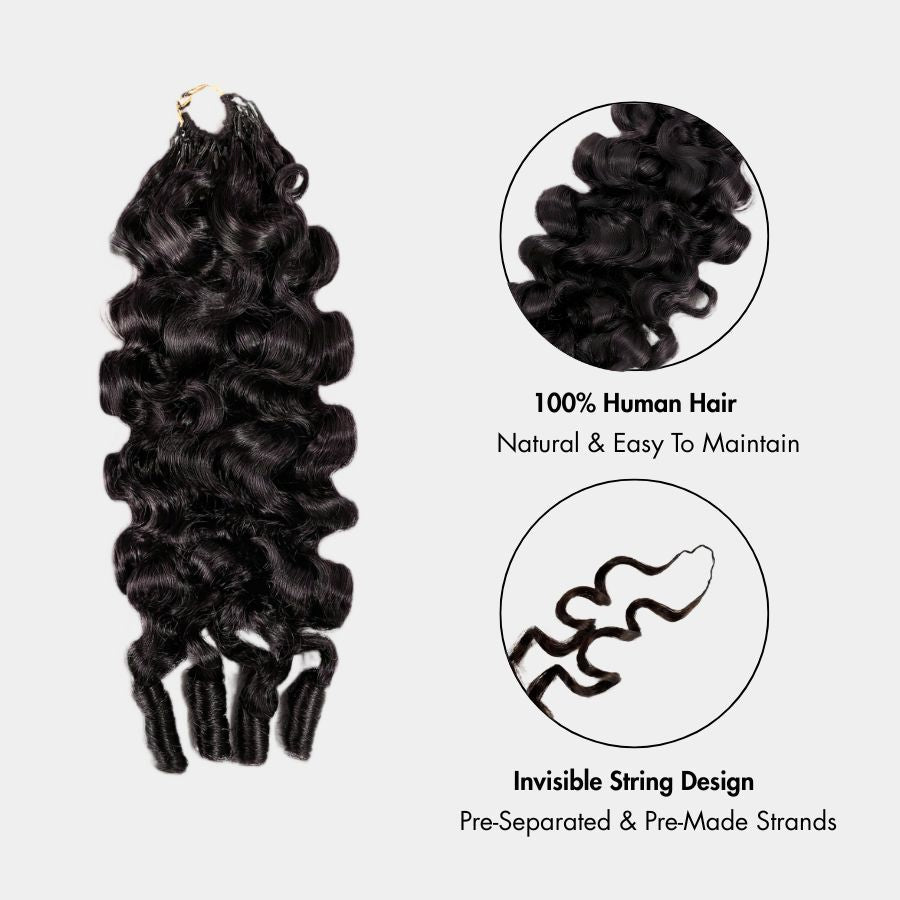 WOWANGEL Burmese Wave Miracle Knots Crochet Hair Pre-Separated Feather Crochet Human Hair Extensions - wowangel