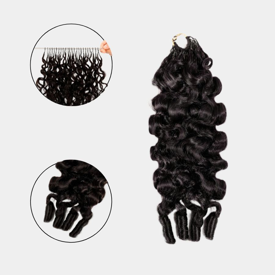 WOWANGEL Burmese Wave Miracle Knots Crochet Hair Pre-Separated Feather Crochet Human Hair Extensions - wowangel