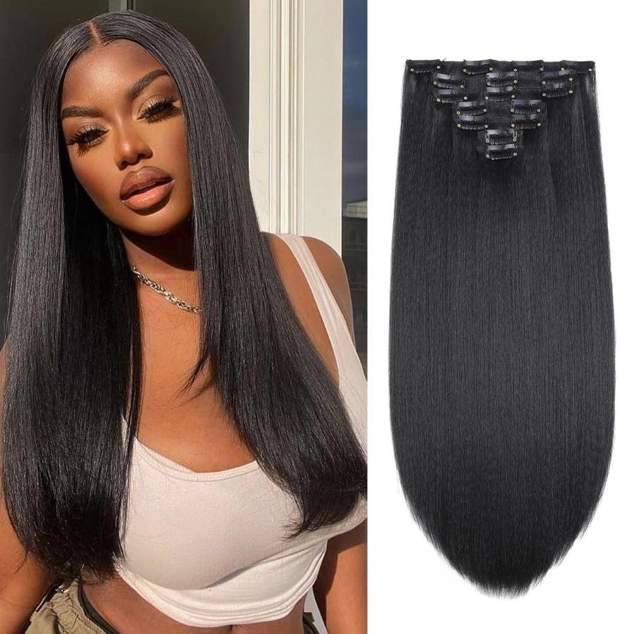 WOWANGEL Classic Lace Weft Clip In Hair Extensions Straight/Body Wave/Kinky Straight/Kinky Curly - wowangel