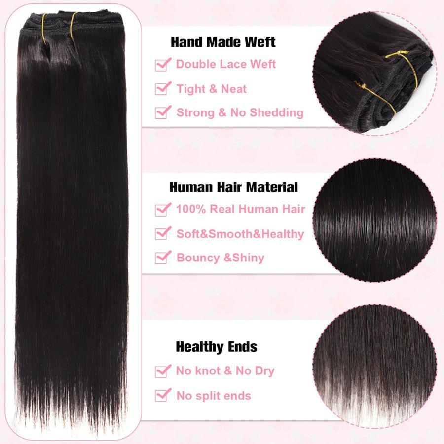 WOWANGEL Classic Lace Weft Clip In Hair Extensions Straight/Body Wave/Kinky Straight/Kinky Curly - wowangel