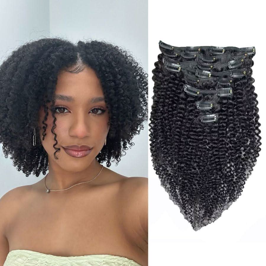 WOWANGEL Classic Lace Weft Clip Ins Hair Extensions Straight/Body Wave/Kinky Straight/Kinky Curly - wowangel