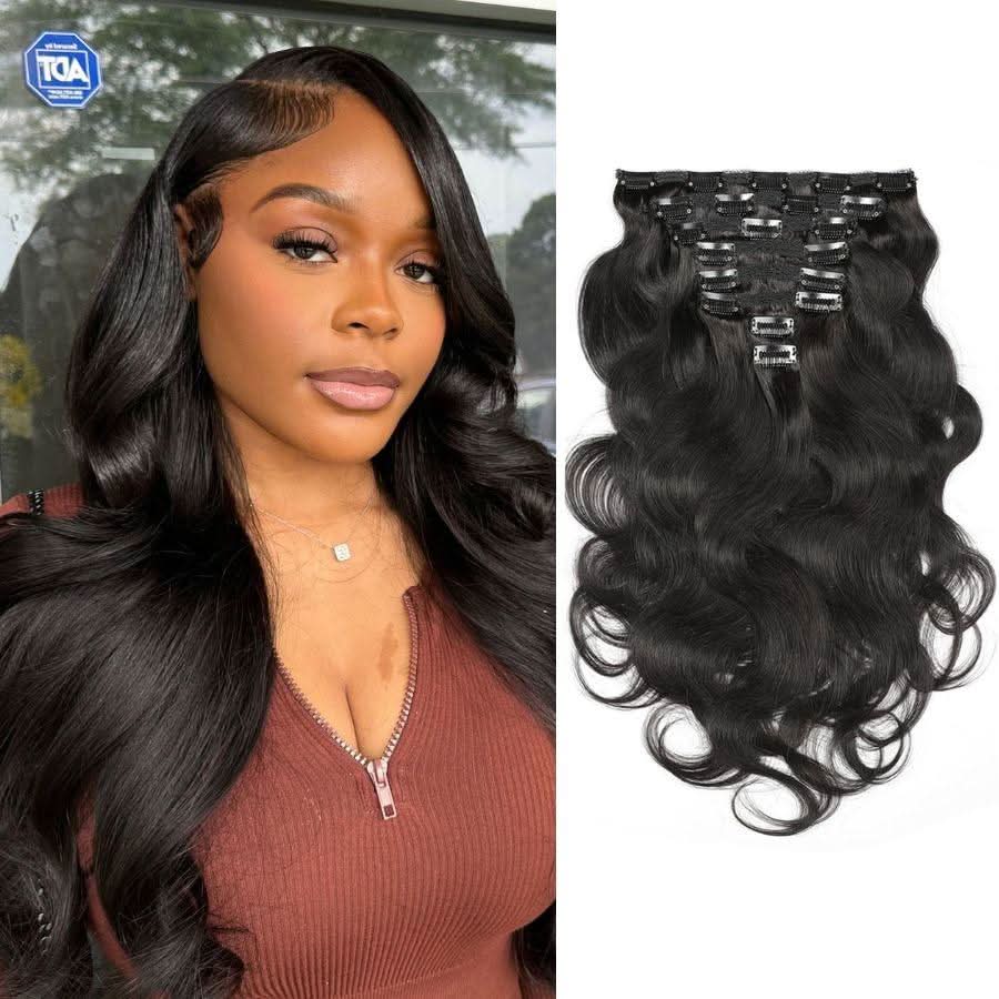 WOWANGEL Classic Lace Weft Clip Ins Hair Extensions Straight/Body Wave/Kinky Straight/Kinky Curly - wowangel
