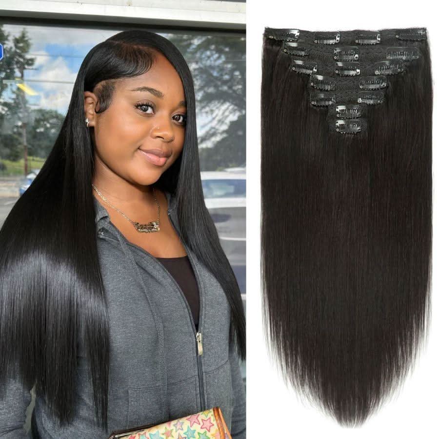 WOWANGEL Classic Lace Weft Clip Ins Hair Extensions Straight/Body Wave/Kinky Straight/Kinky Curly - wowangel