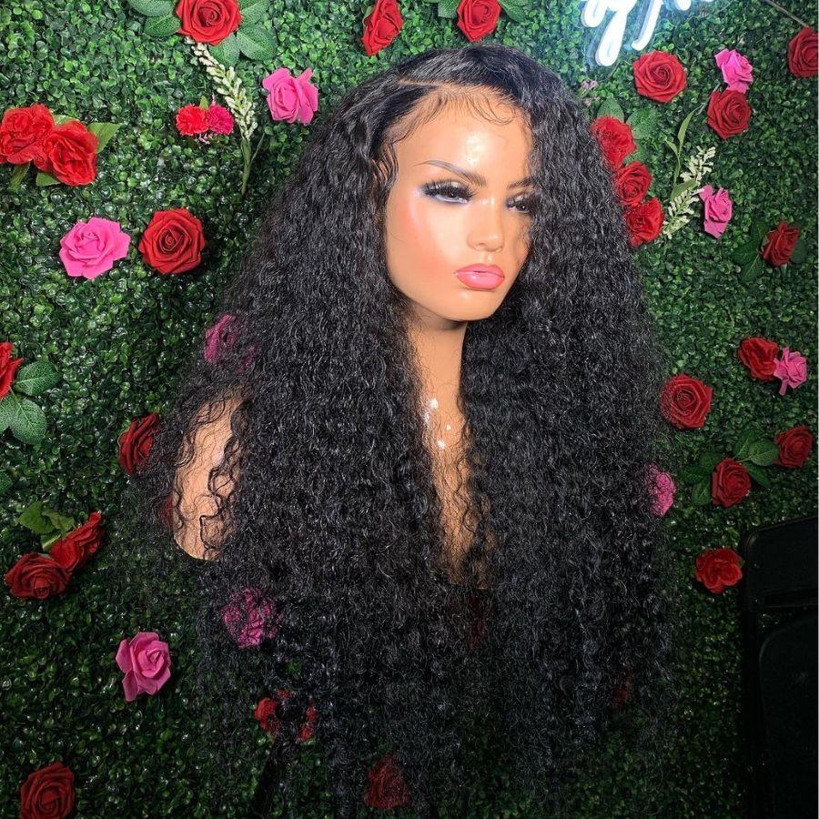 Mannequin displaying WOWANGEL curly HD lace wig