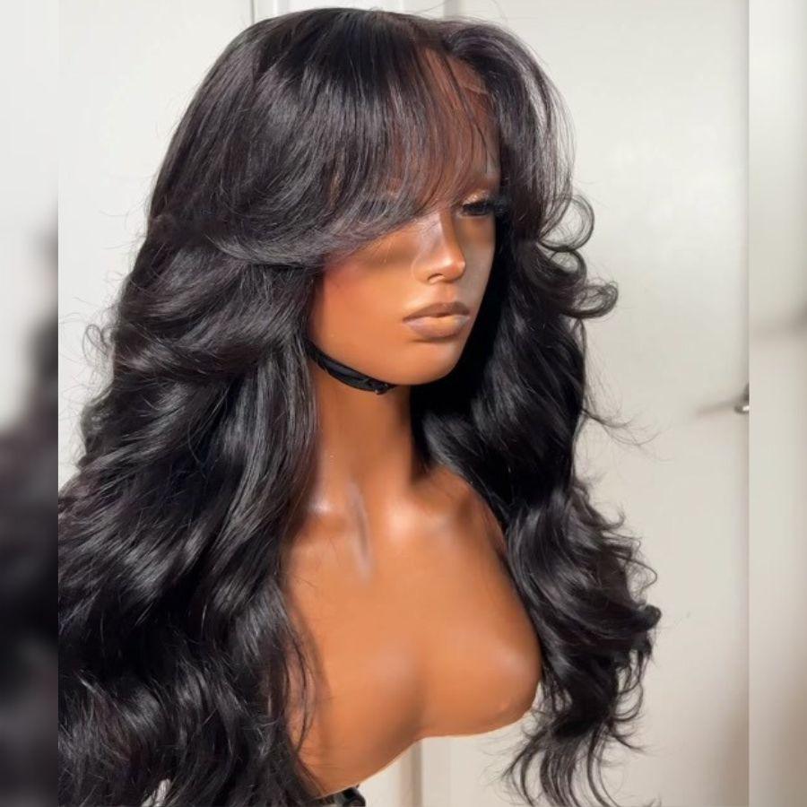 WOWANGEL Curtain Bangs Wigs Pre-Everything 9X6 Wear Go Glueless Wig - wowangel