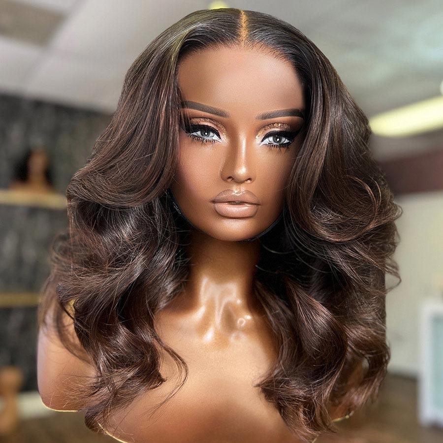 WOWANGEL Dark Auburn 5X5 HD Lace Closure Wig Body Wave Wear & Go Wig - wowangel