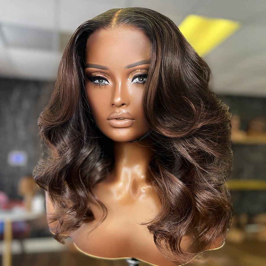 WOWANGEL Dark Auburn 5X5 HD Lace Closure Wig Body Wave Wear & Go Wig - wowangel