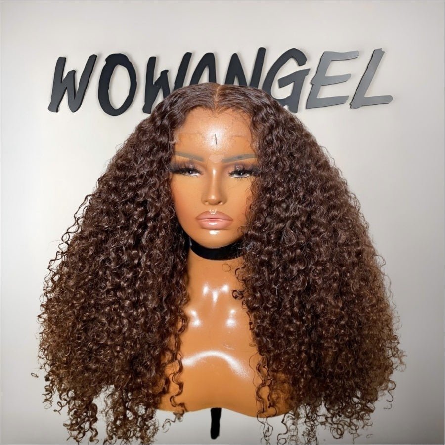 WOWANGEL Dark Brown Burmese Curly 13x6 Skinlike Real HD Lace Front Wig - wowangel