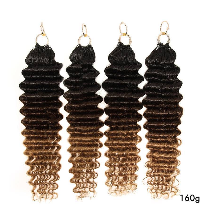 WOWANGEL Deep Wave 1B/4/30 Ombre Color Pre - Separated Feather Crochet Human Hair Extensions - wowangel
