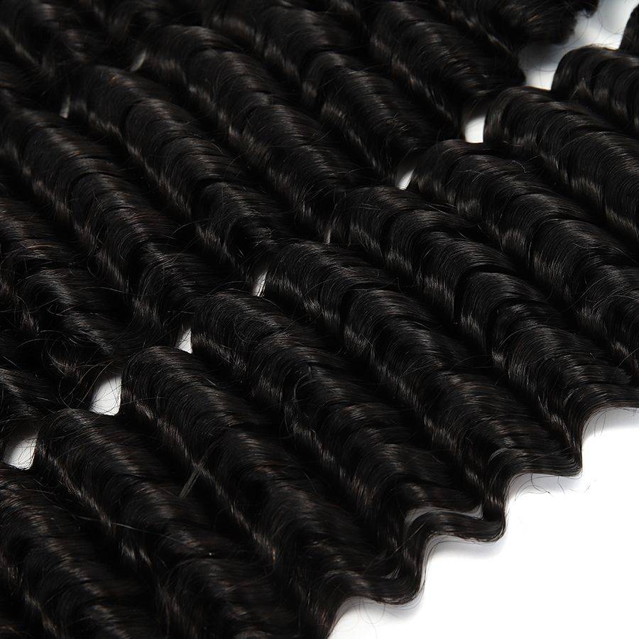 WOWANGEL Deep Wave Raw Hair Bundles Deal 3pcs 100% Human Virgin Hair Weaves - wowangel